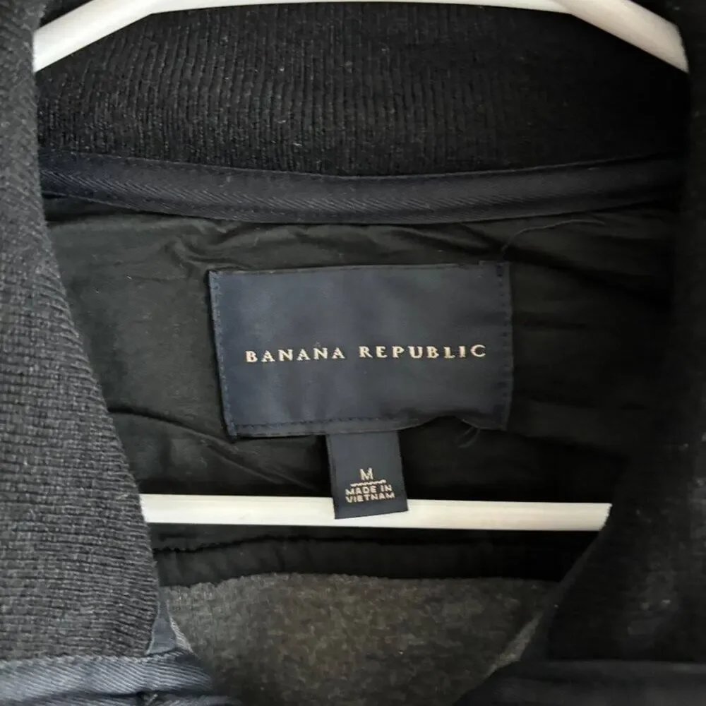 BANANA REPUBLIC | Men's Black Wool Military Sweater Jacket Size Medium